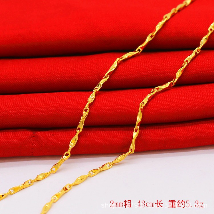 22K 23K 24K Thai Baht Yellow Gold minimalist necklace for men and women