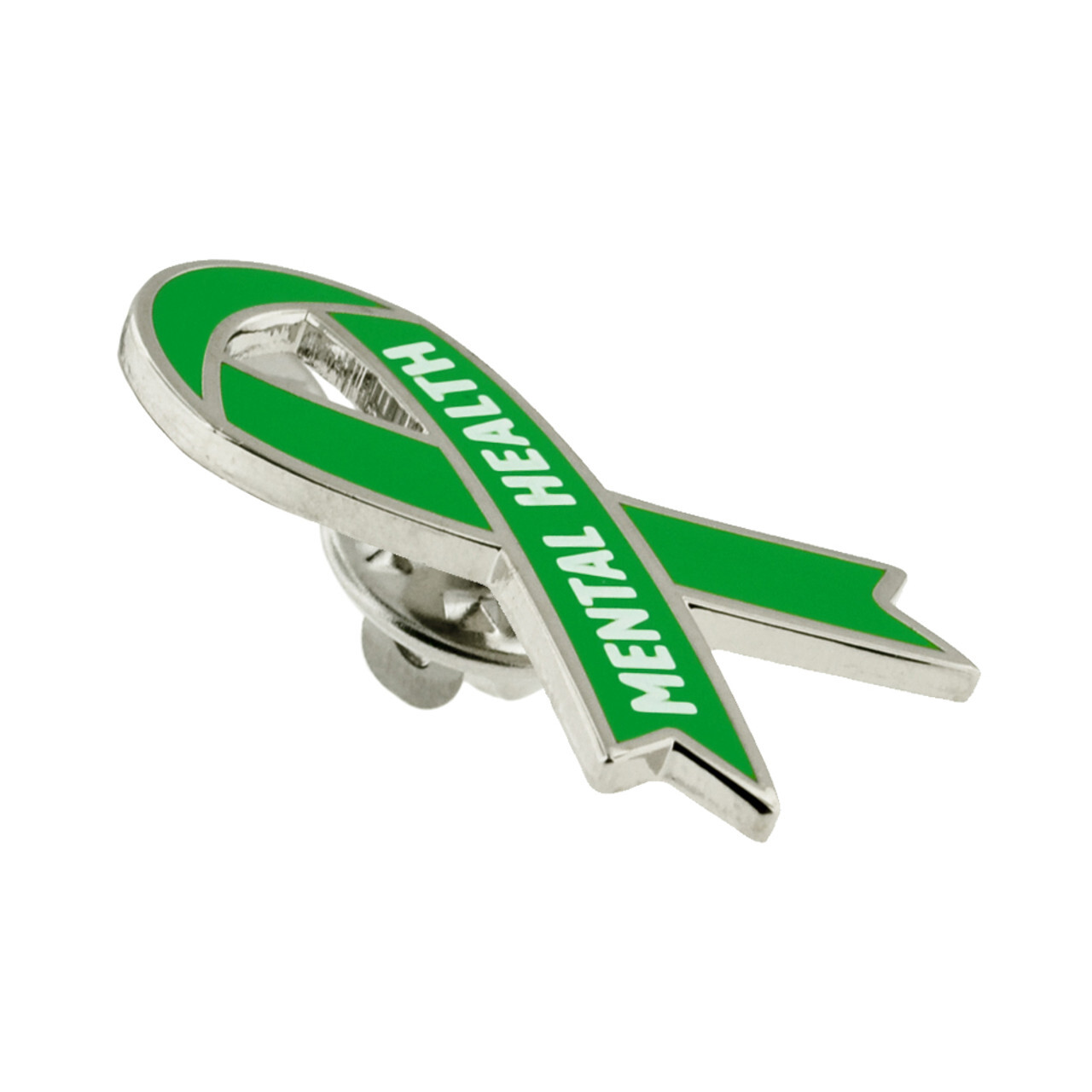 PinMart’s Mental Health Green Awareness Ribbon Enamel Lapel Pin