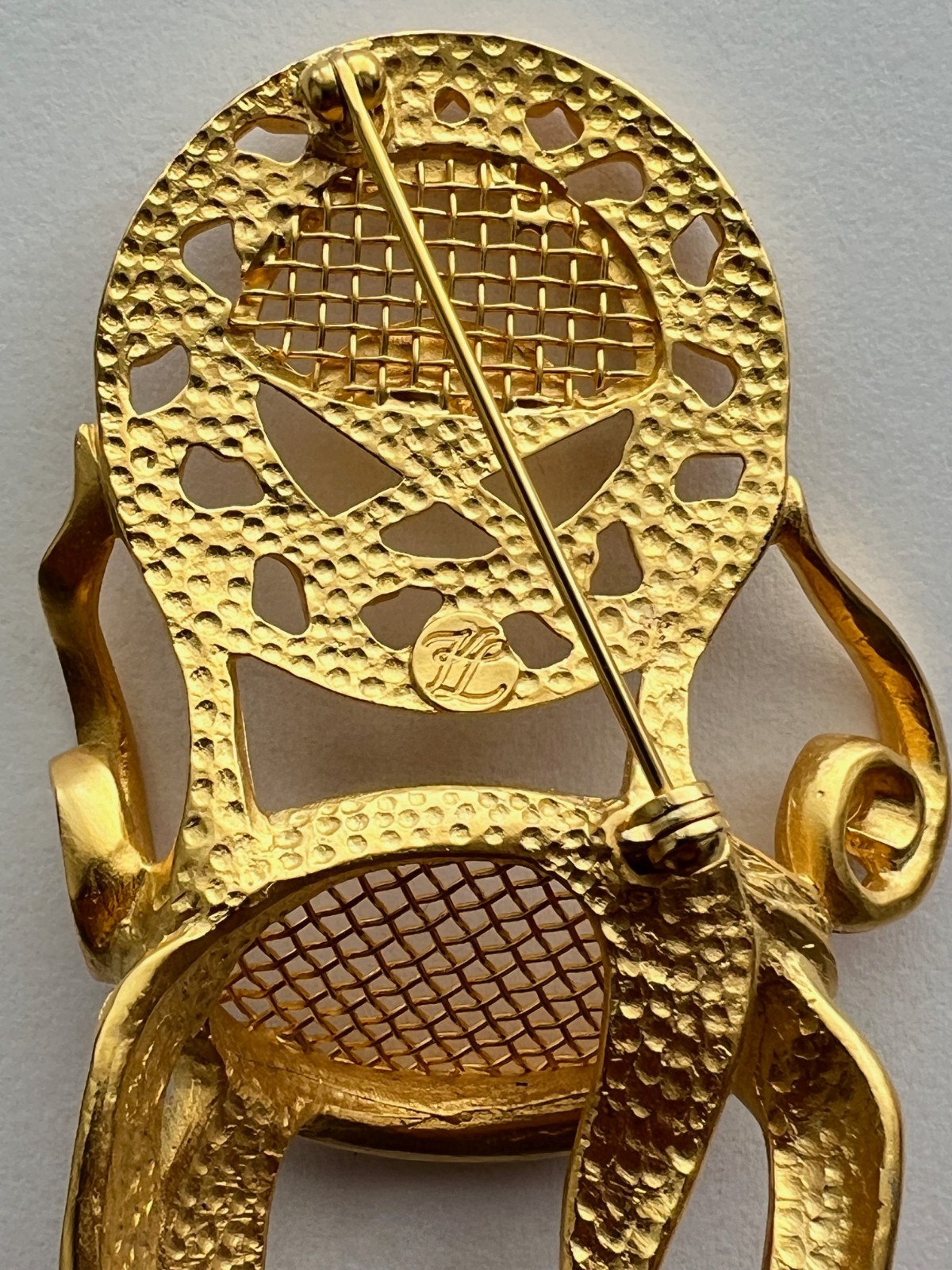 Karl Lagerfeld Iconic Vintage Oversized Gold Tone Rococo Louis XV Chair Brooch