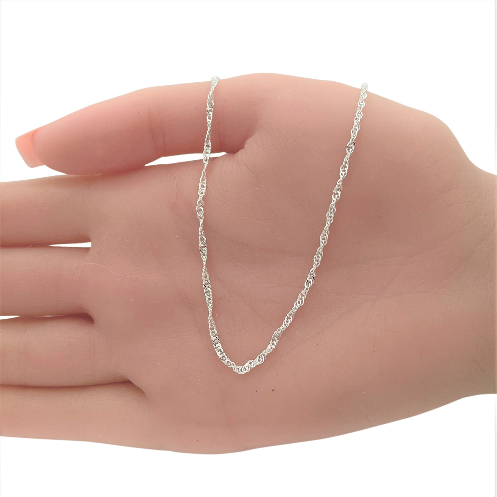 French 1mm Twisted Cable 20 Inch Chain Necklace Sterling Silver