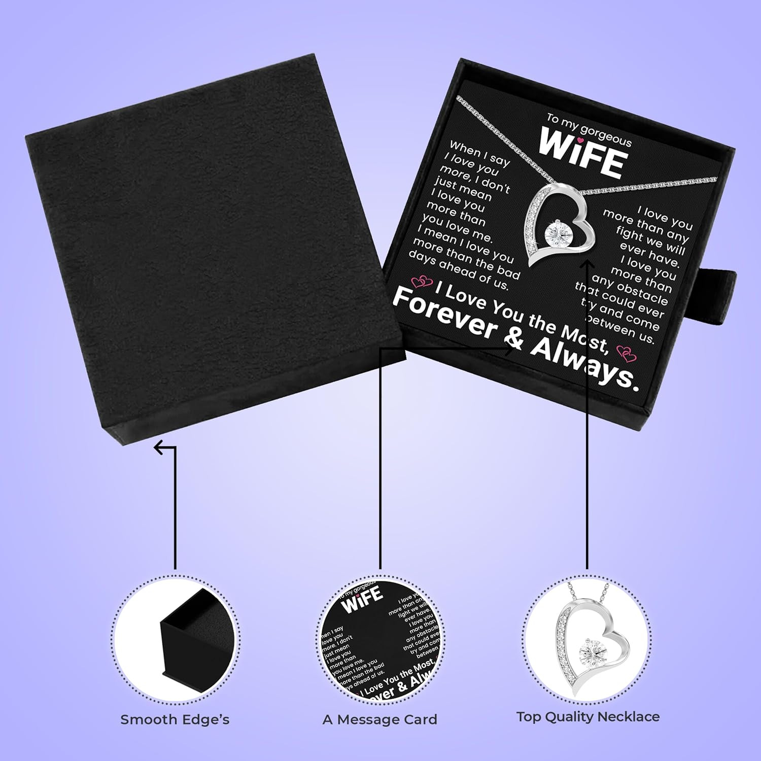 To My Wife Necklace from Husband| Anniversary or Birthday Love Gift for Her| Sou