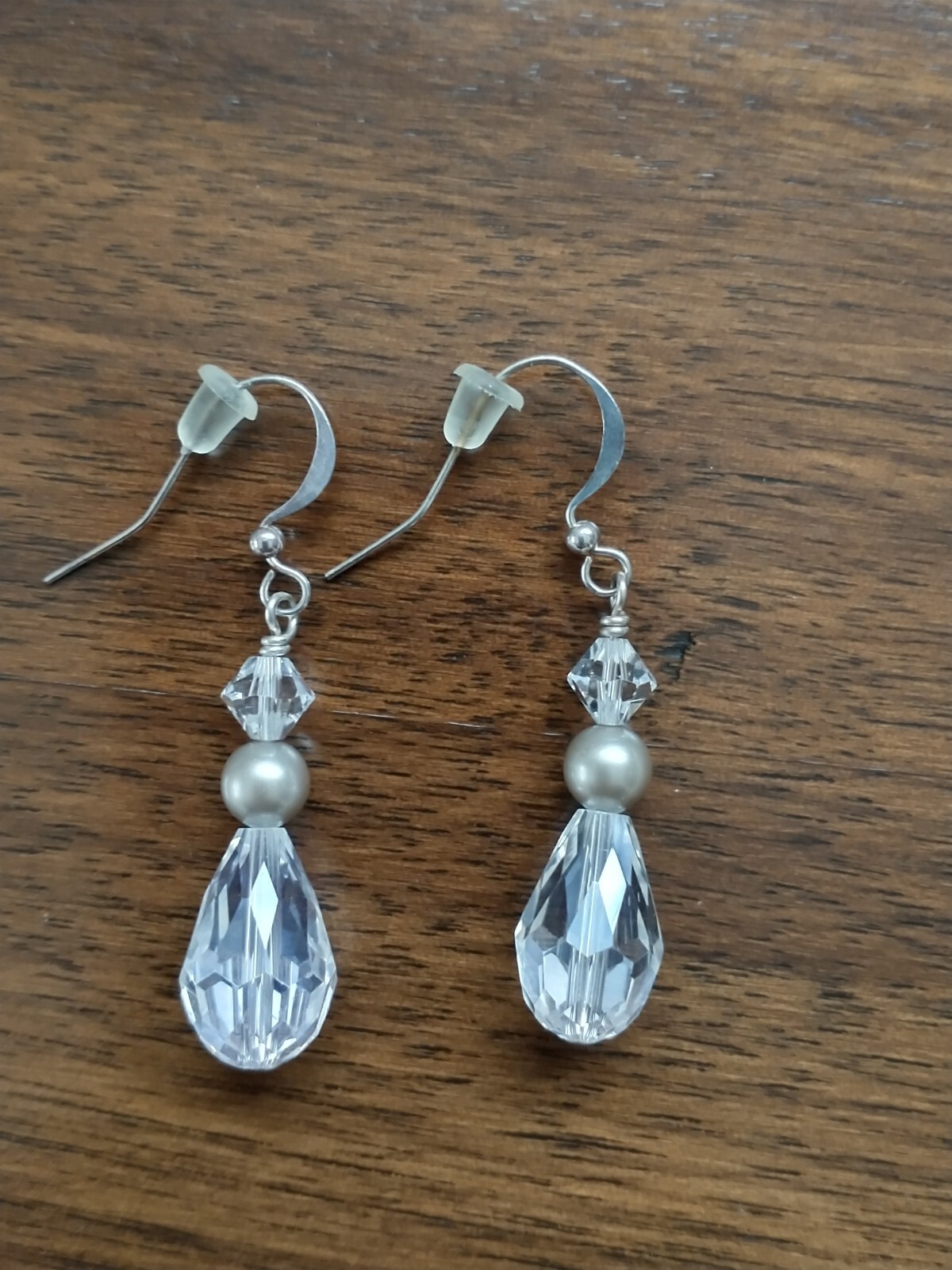 Silk Chiffon Crystal & Sterling Silver Beaded Necklace & Earrings Set