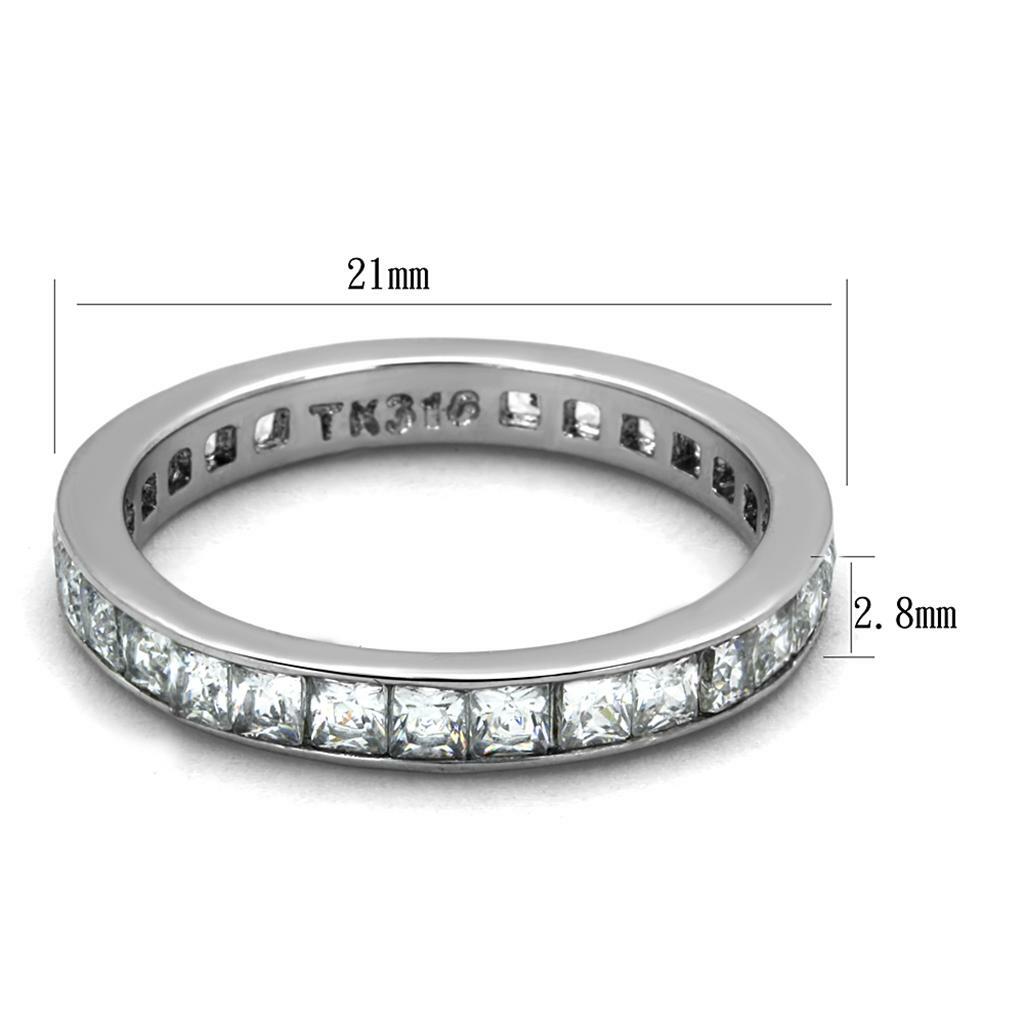 TK2344 – High polished (no plating) Stainless Steel Ring with AAA Grade CZ in