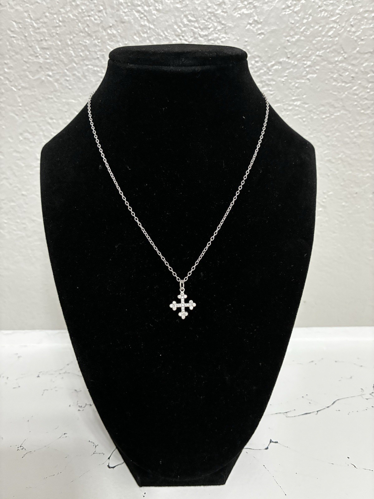 FREIDA ROTHMAN cross necklace 16” 14 Karat matte gold