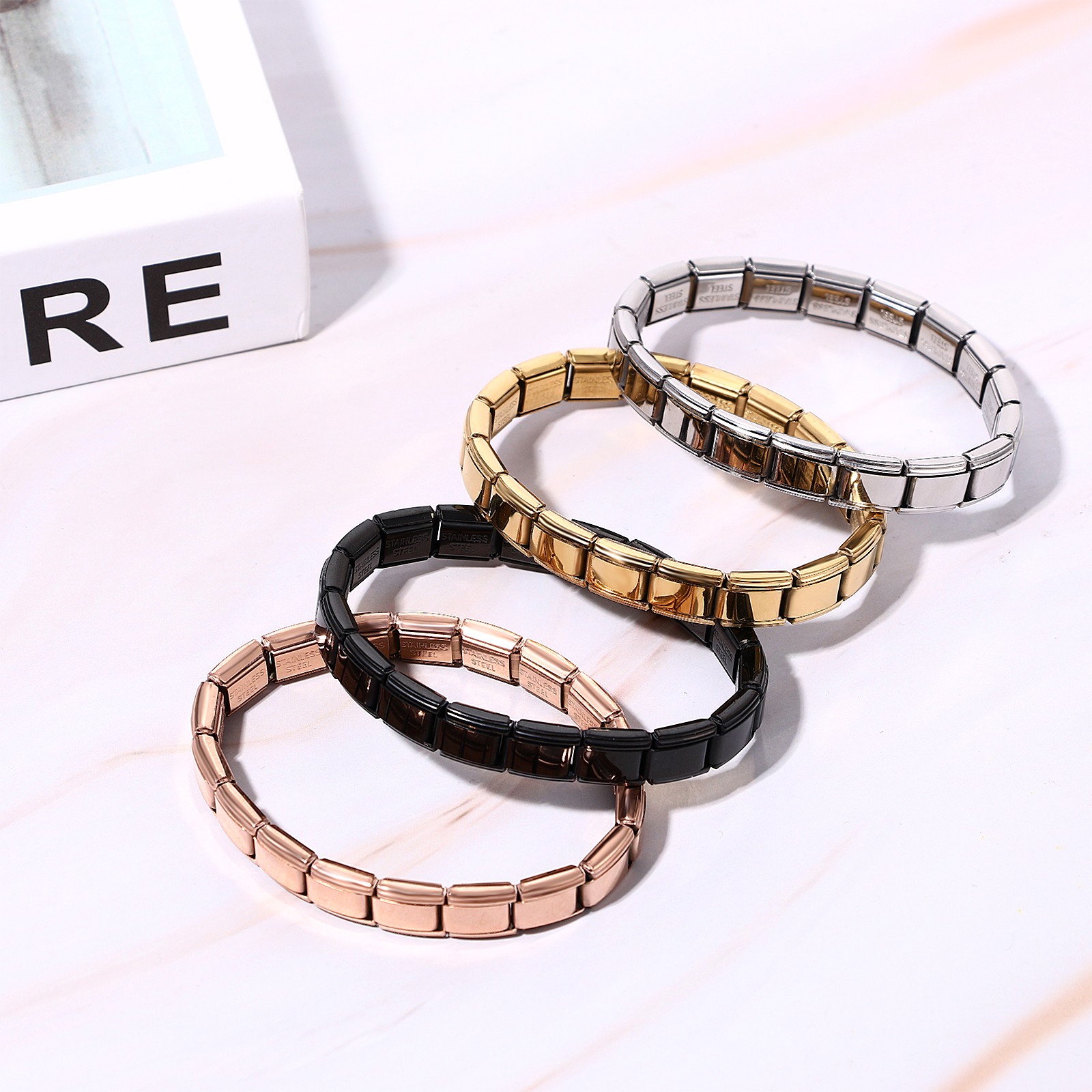 Italian Charm Bracelet: Minimalist Detachable Stainless Steel Modular Bracelet