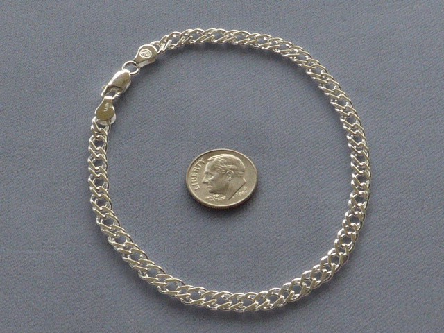 10″ ANKLE BRACELET ITALIAN STERLING SILVER ROMBO STYLE 4.5mm ITALY 925
