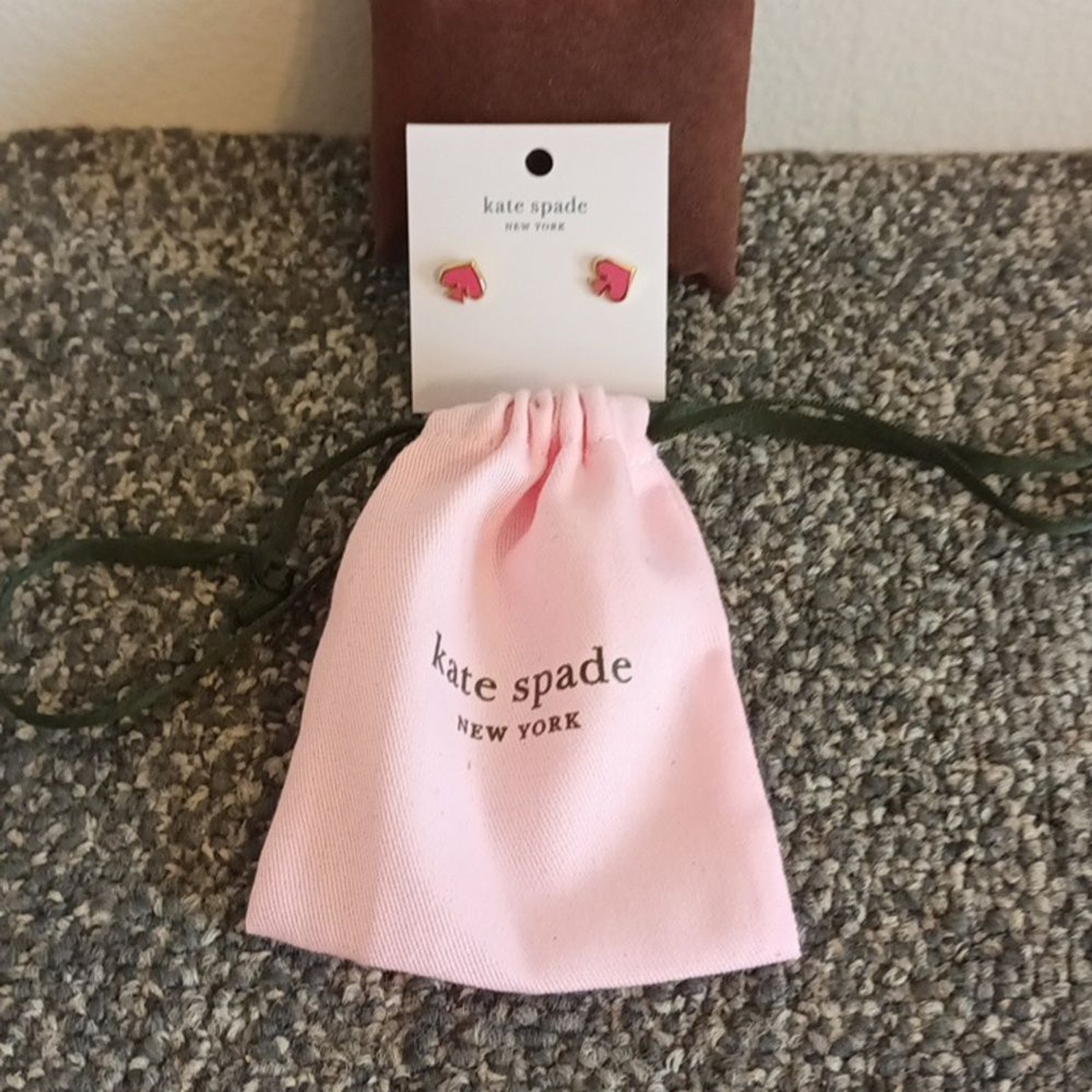 Kate spade pink spade and gold tone earrings