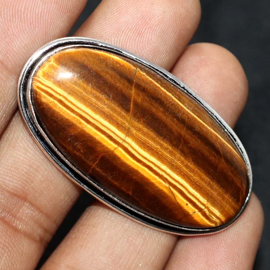 925 Silver Plated 47X22 Massive Tiger Eye Ring US 7 Independence Day Gifts GW
