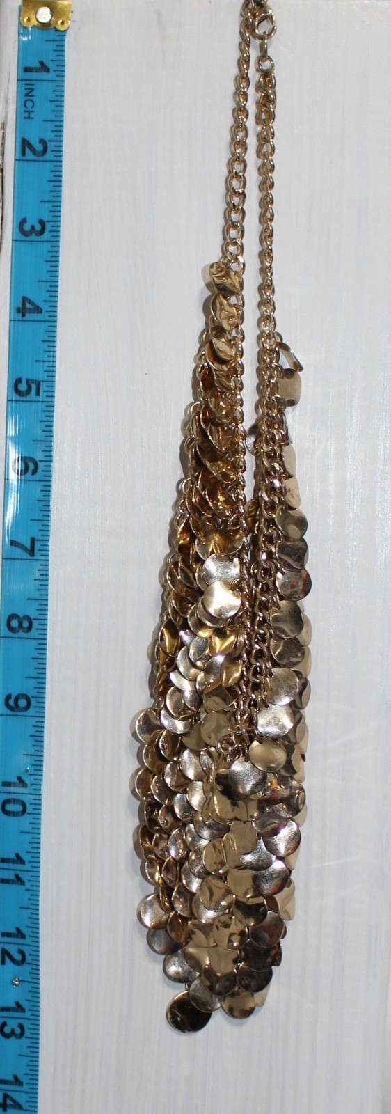 Natasha Branded Goldtone Cascading Metal Disc Bib Statement Necklace