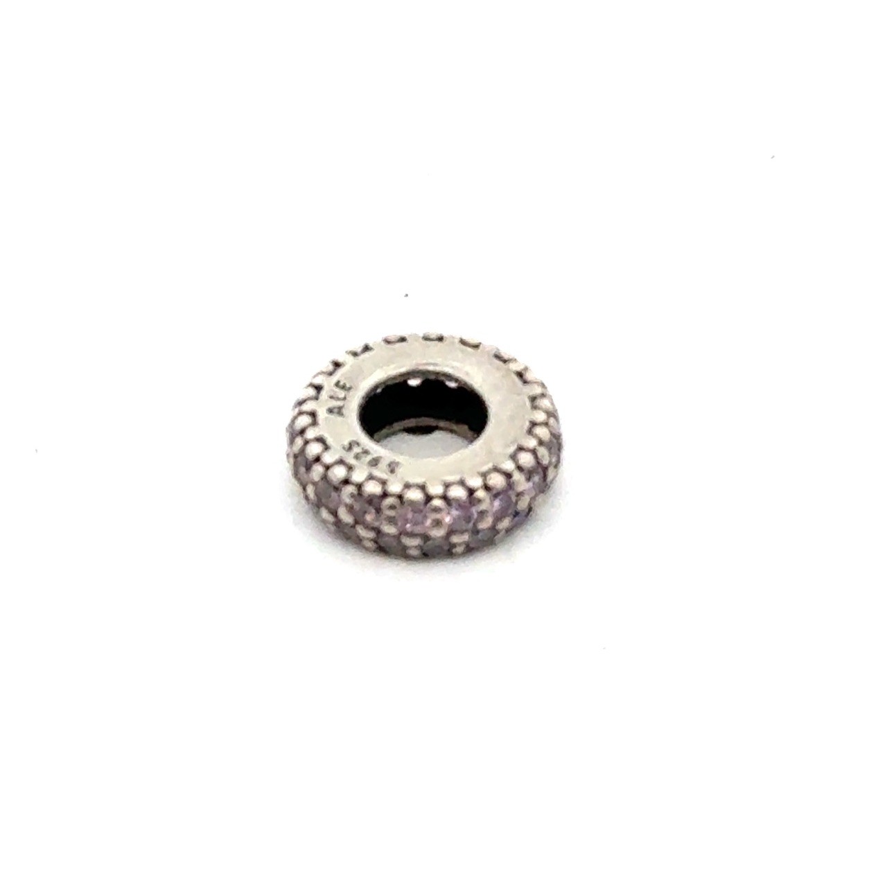 Pandora ALE 925 Sterling Silver Pink CZ Pavé Stone Spacer Charm, 1.0g