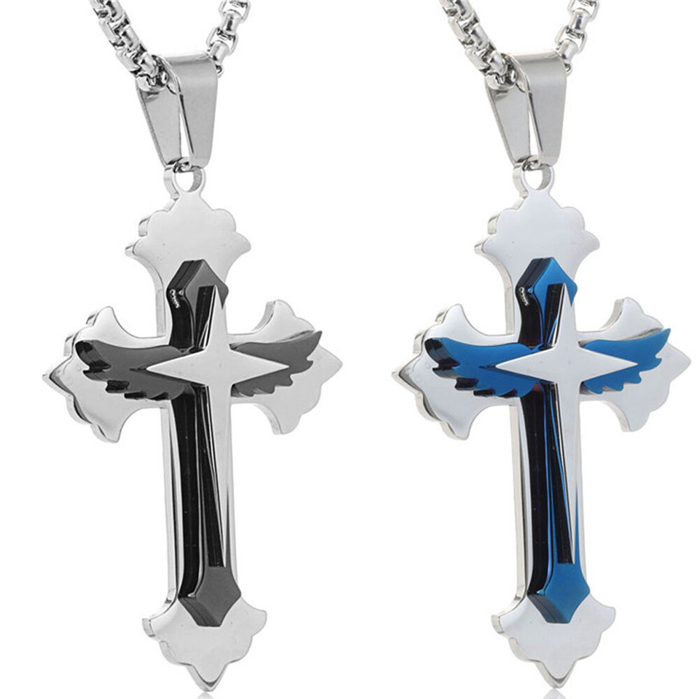 Unisex 316L Stainless Steel Pendant Necklace Cross Chain for Women Men Nice Gift