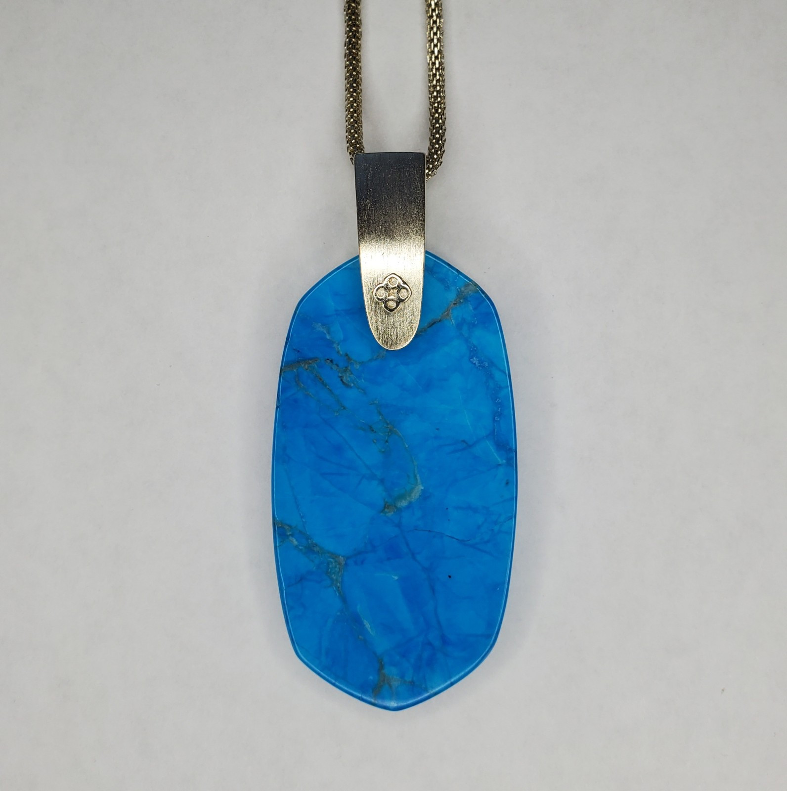 Kendra Scott Necklace 30in Gold Plate Aqua Howlite Inez Pendant Back Chip READ