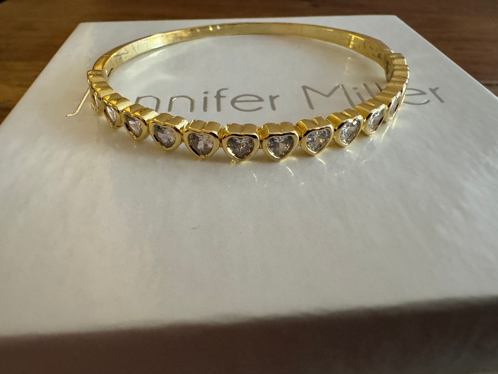 Jennifer Miller Yellow Gold Heart Bangle Bracelet