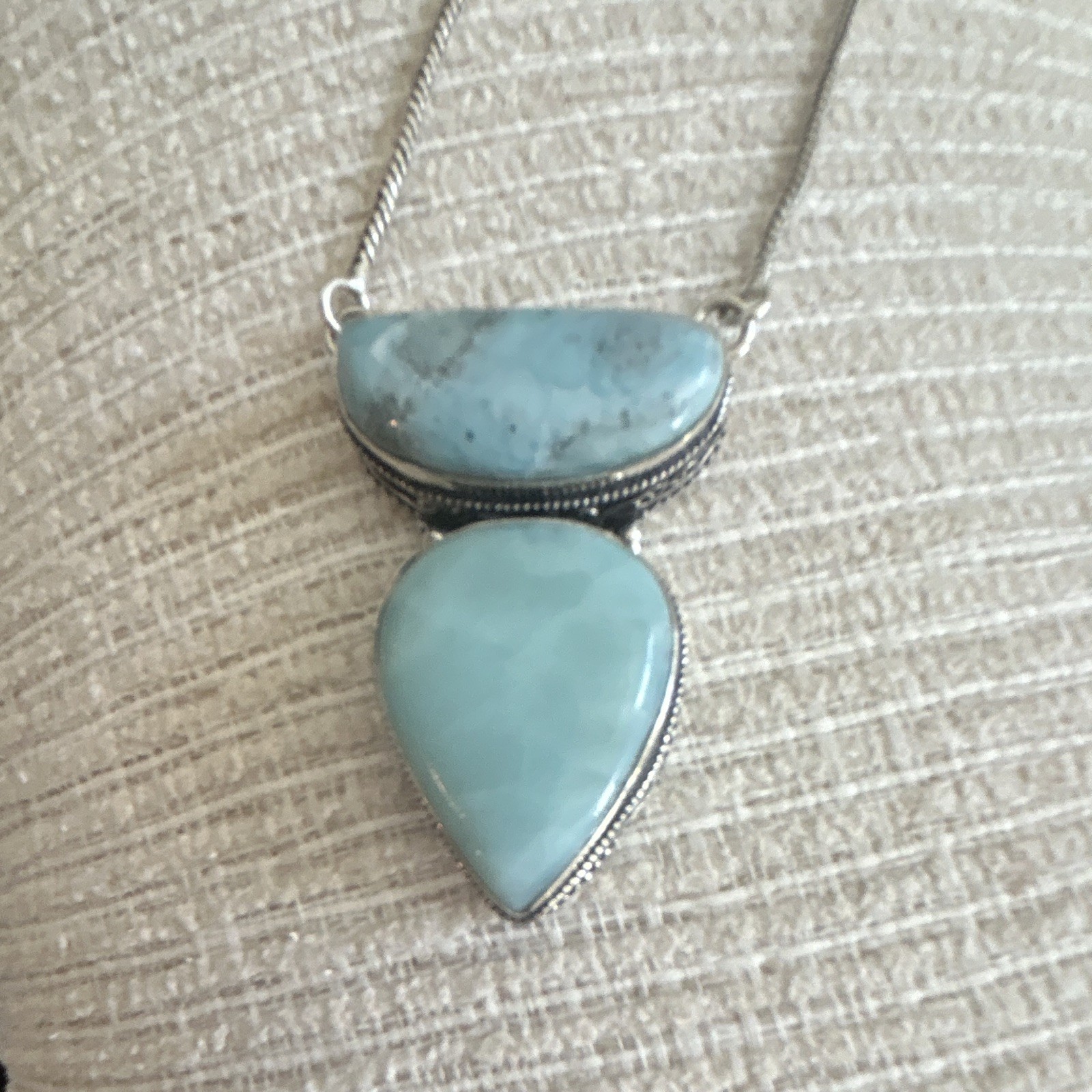 Larimar set in .925 sterling silver 18 inch chain beautiful piece