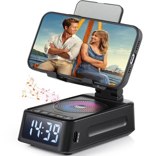 Gifts for Men Women, Phone Stand with Bluetooth Speaker&Clock, Birthday Gifts