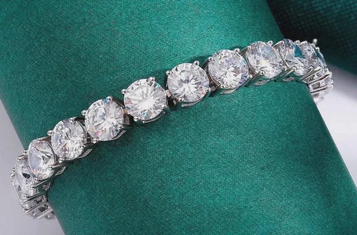 12Ct ROUND Cut Lab Created Women’s Tennis Bracelet 14K White Gold Plated