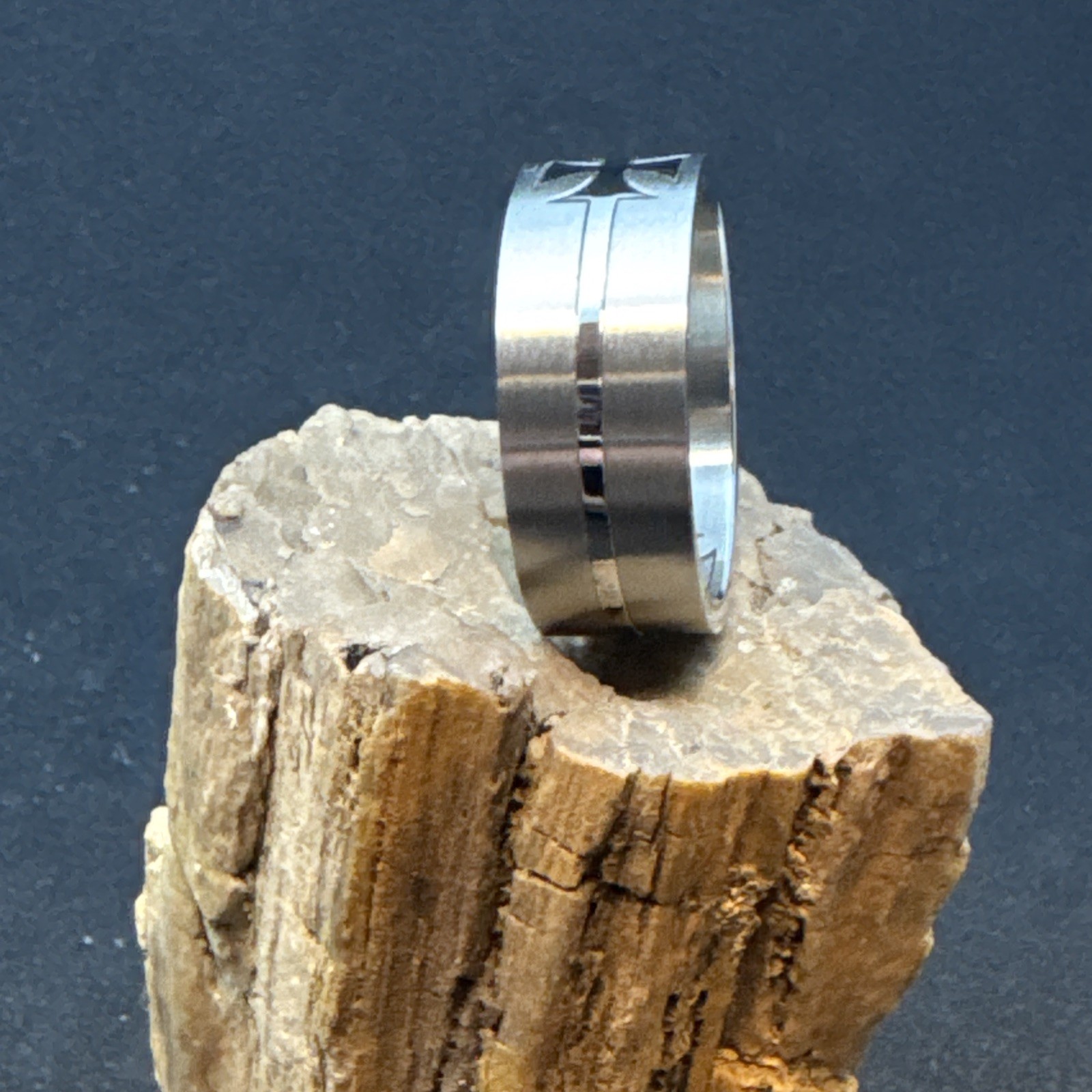 Iron Cross Puzzle Ring Size 11 Stainless Steel 9mm Shiny and Matte Finish