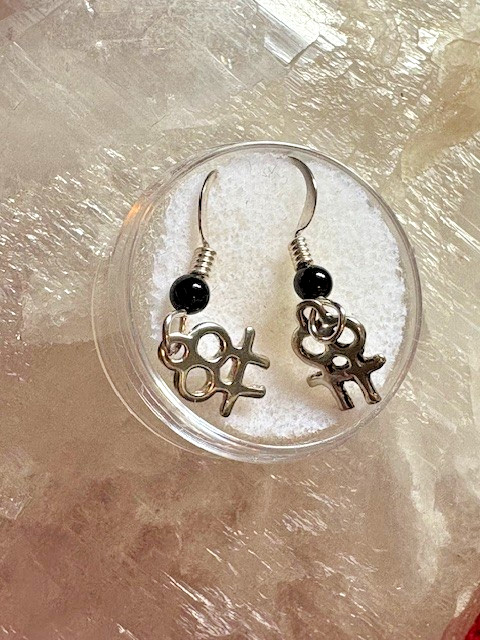 Double Venus 92.5 ear wires w/ black onyx balls Lesbian LGBT Goddess by JKL 846