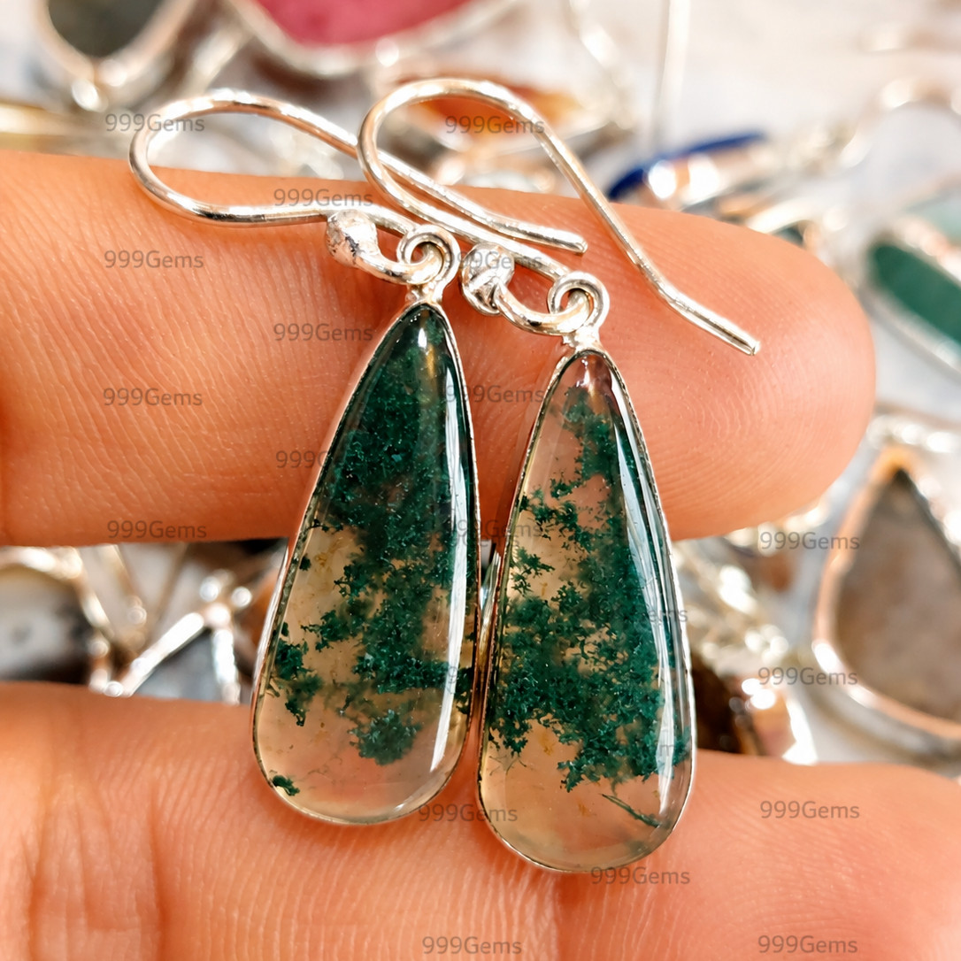 Natural Gemstone Earrings 925 Sterling Silver Plated Minimalist Jewelry Gift Lot