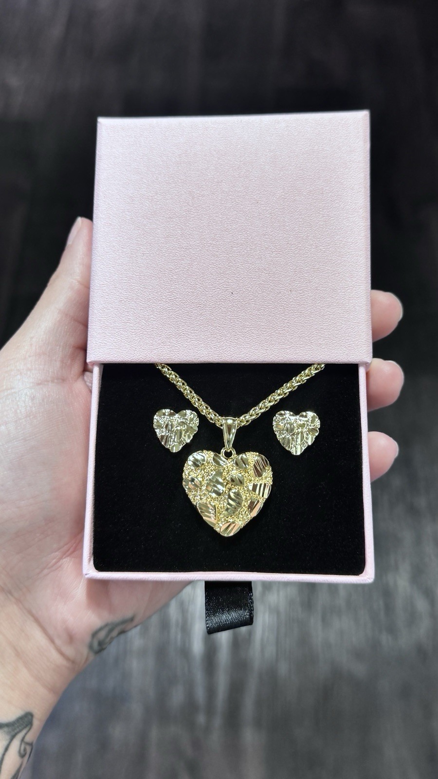 18k Gold Filled Jumbo Nugget HRT Necklace & Earrings Set #jewellery #set #pretty