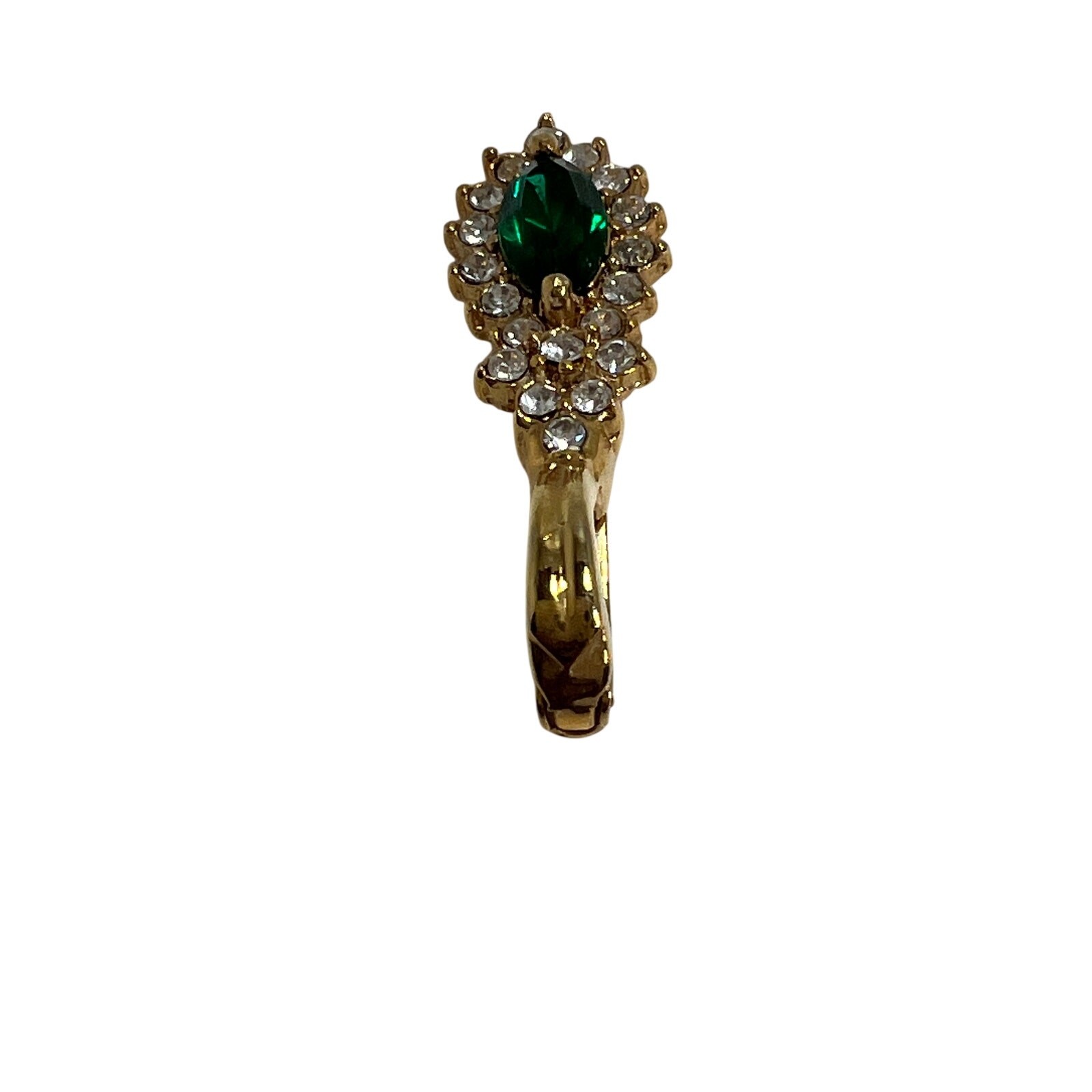 ROMAN Gold Tone Green Crystal Rhinestone Pendant Enhancer Clip Jewelry
