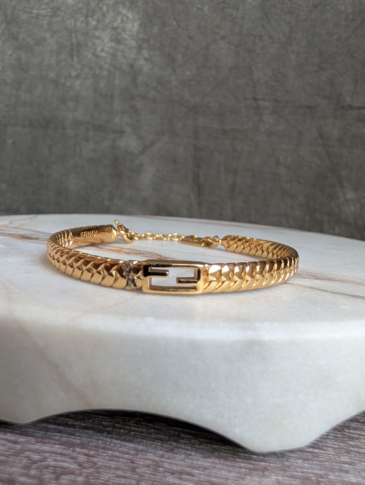 Vintage Fendi Gold-Plated “FF” Logo Bangle Bracelet – Repair & Restoration