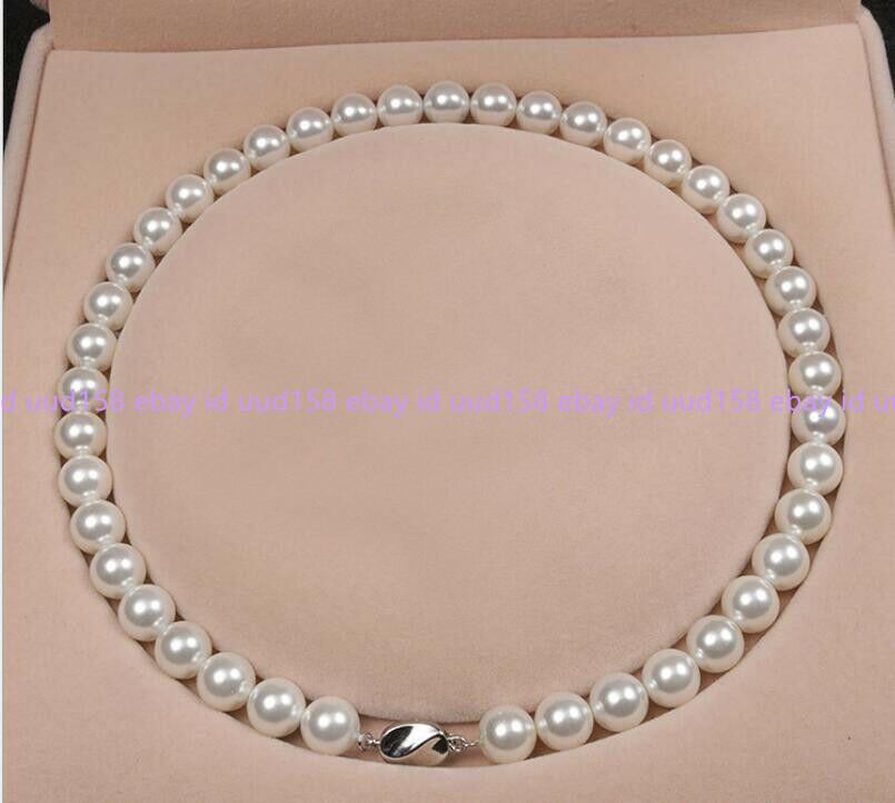 8mm 10mm 12mm White Shell Pearl Round Beads Necklace Bracelet Earrings AAA
