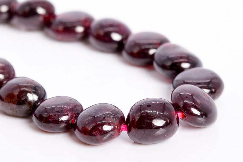 12 mm Red Garnet Bracelet Polished Stone Beads Natural Gemstone Nugget Reiki Hea