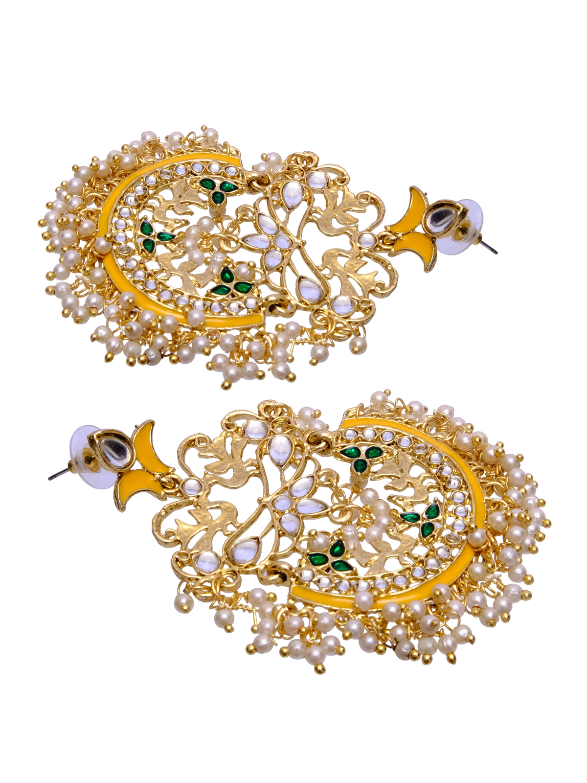 Earrings Gold Plated Meenakari Chandbali Jhumki Women Jewelry Wedding Party Gift