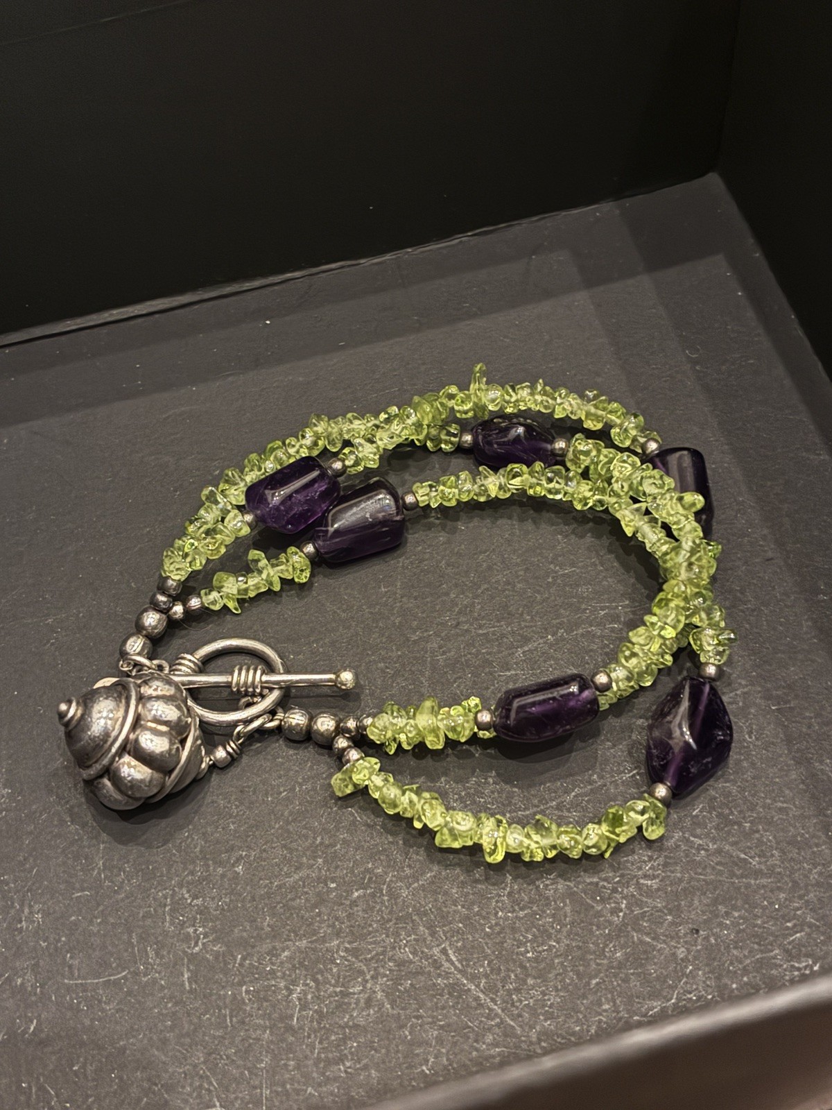 Gemstone Bracelet Natural Peridot Amethyst Gemstone Handmade Beaded Jewelry