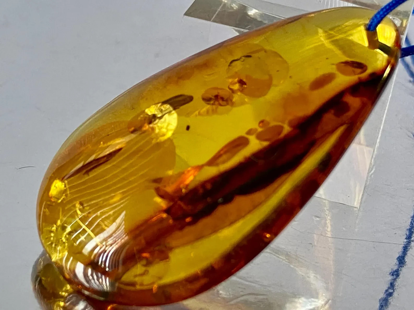 46mm Baltic Amber Pendant Cognac Scenic Inclusions Collector Statement B1413
