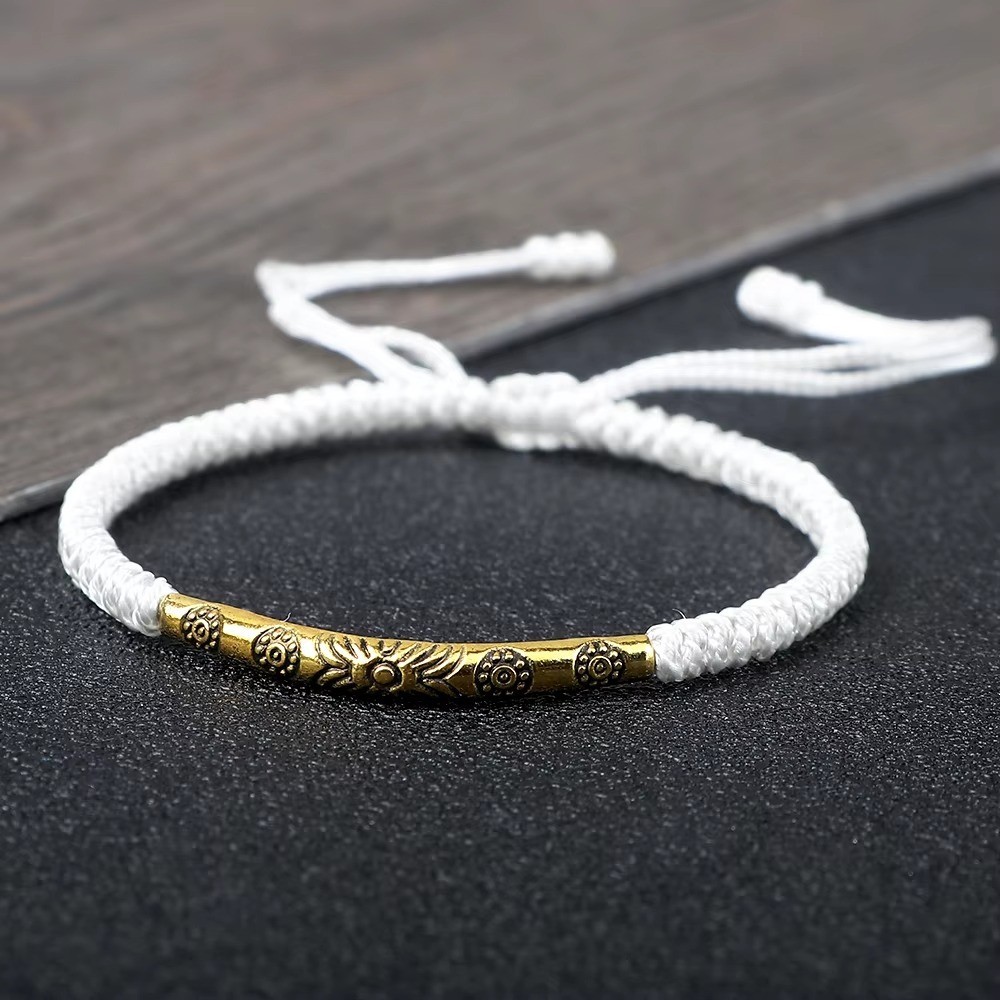 Red Rope Braided Bracelet Gold Silver Copper Beads Unisex Adjustable