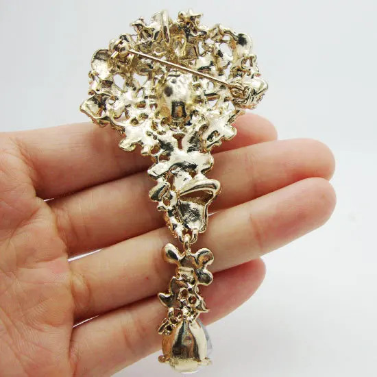 Beautiful Colorful Crystal Rhinestone flower bouquet droplets brooch pin pendant