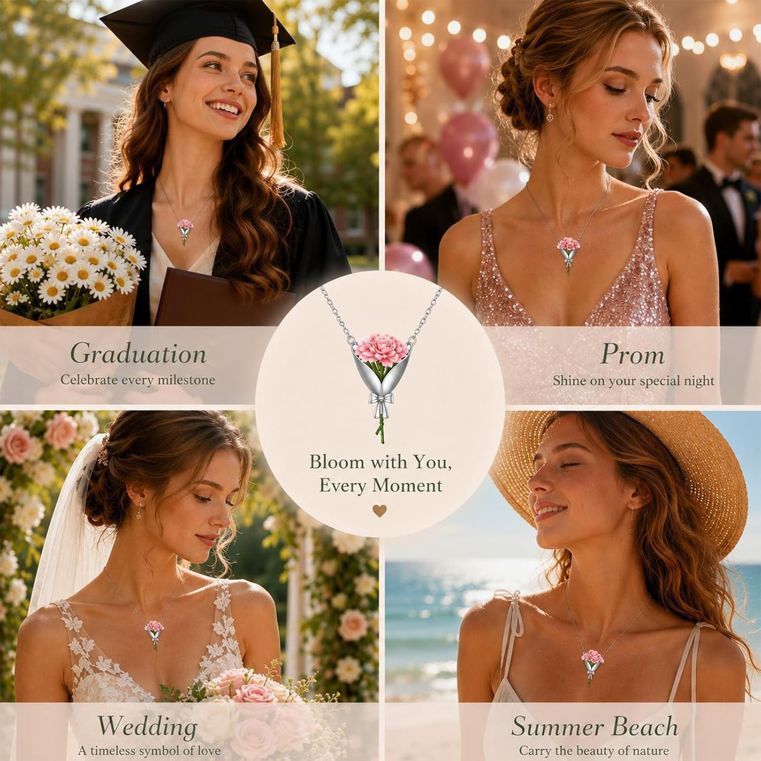 Flower Holder Necklace DTY Flower Vase Pendant Floral Bouquet Accessores for Wom
