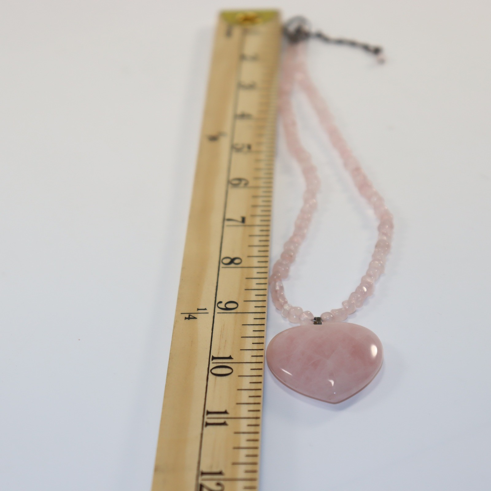 Unbranded Rose Quartz Heart Pendant Necklace Womens OS Pink Beaded Crystal Love