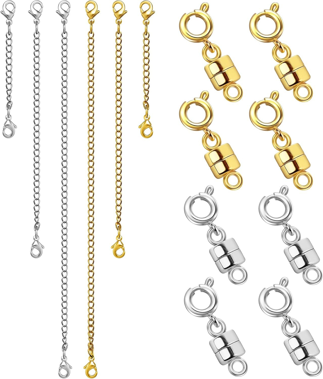 Extensor Collar Cierre Magnetico Broche Pulsera Cadena Extensible Oro Plata