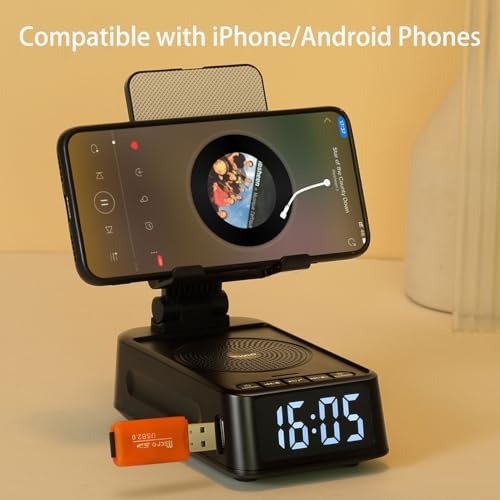Gifts for Men Women, Phone Stand with Bluetooth Speaker&Clock, Birthday Gifts