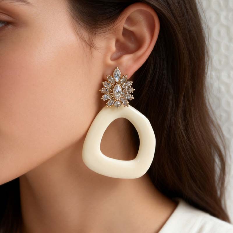New Zara CZ Resin Loop Drop Statement Earrings Women Party Vacation Jewelry Gift