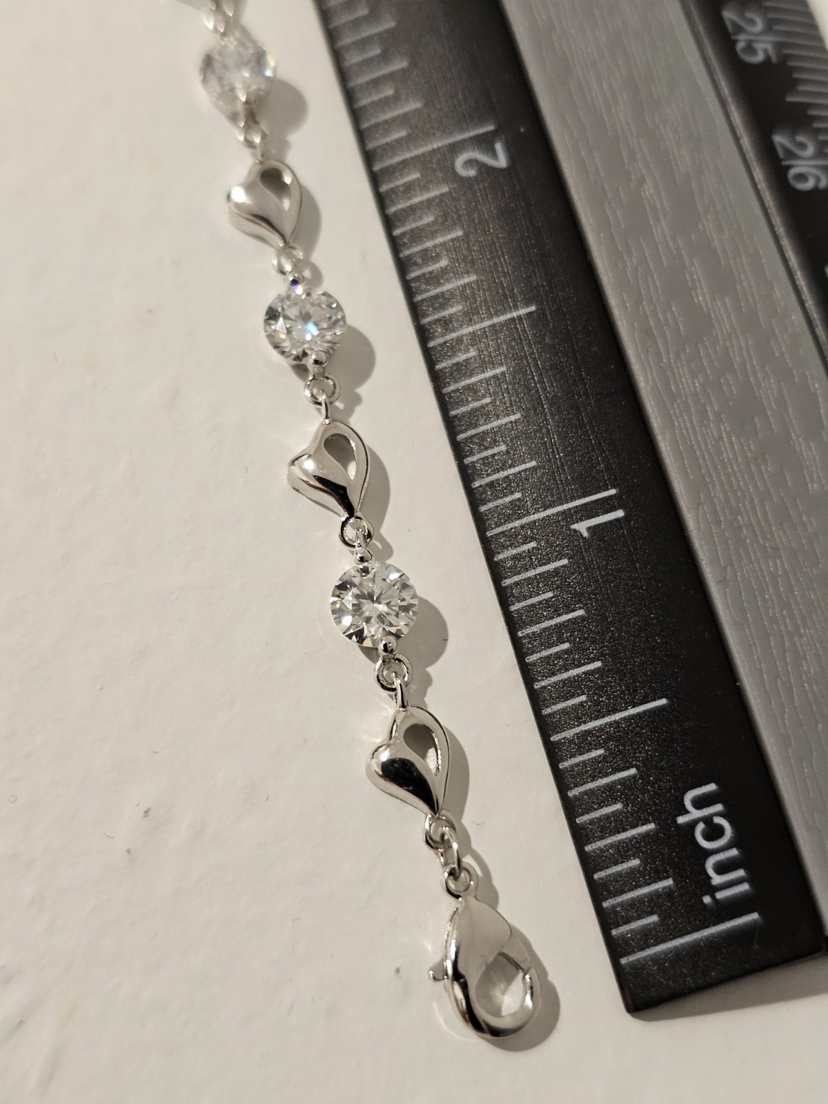 3.5 Carat Moissanite Hearts Bracelet 14k White Gold Plated 7-8 Inch Adjustable