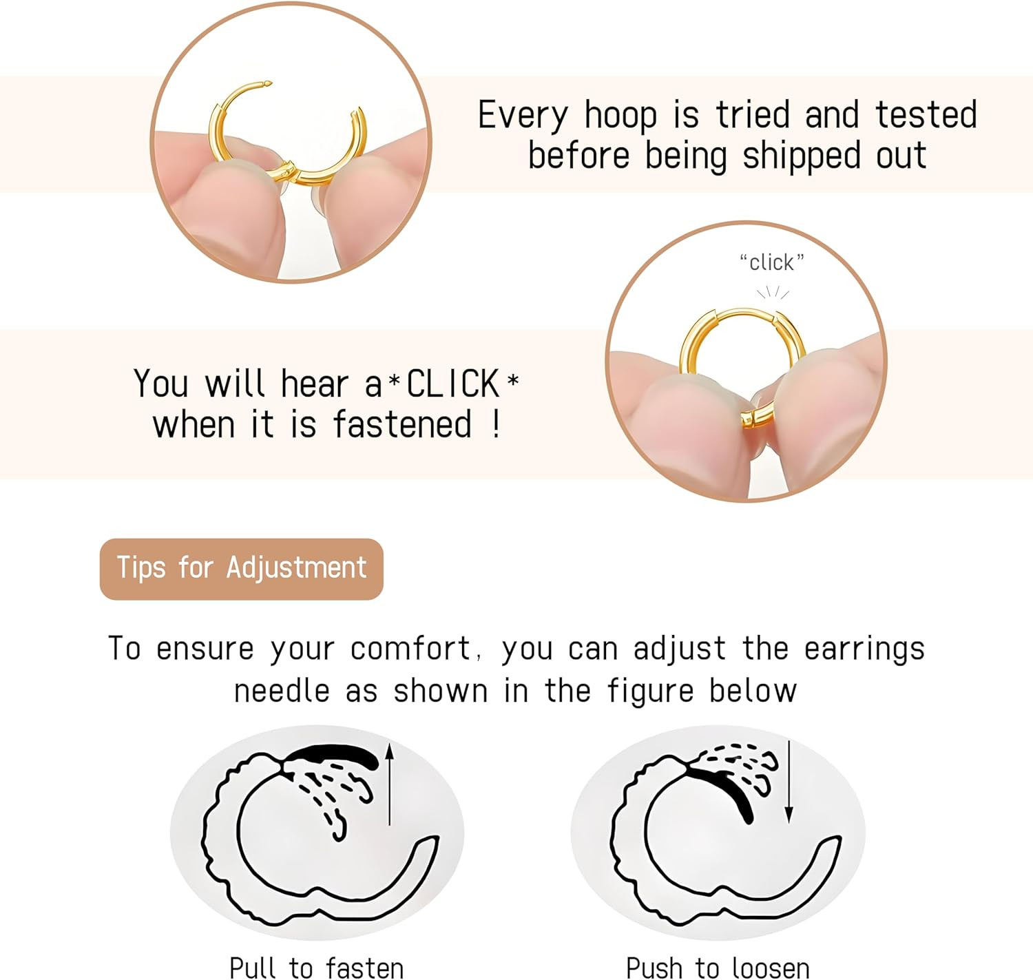 Cartilage Daith Earrings for Women Small 14K Gold Plated Hoop Hypoallergenic Hel