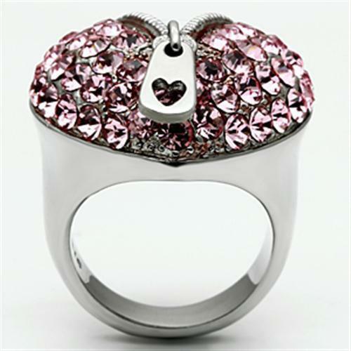 TK652 – High polished (no plating) Stainless Steel Ring with Top Grade Crystal