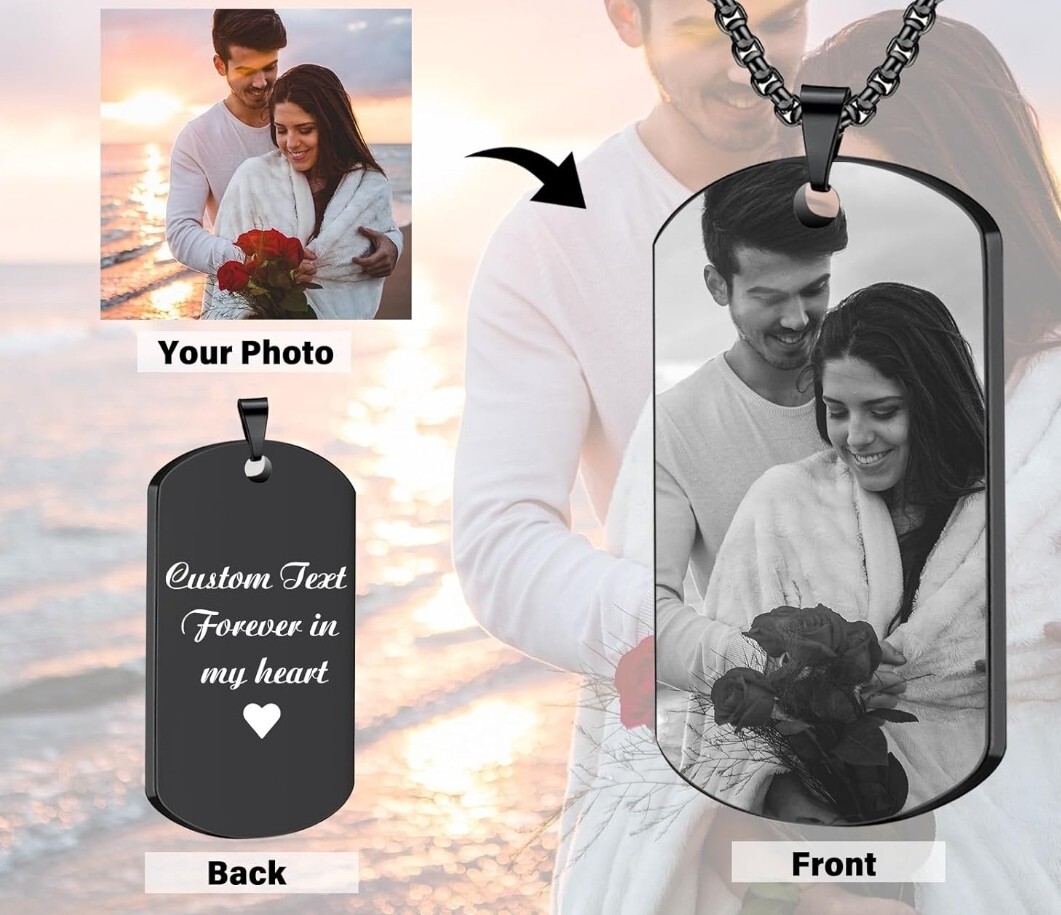 We Engrave Your Family Pic On Tag As Keychain Or Necklace