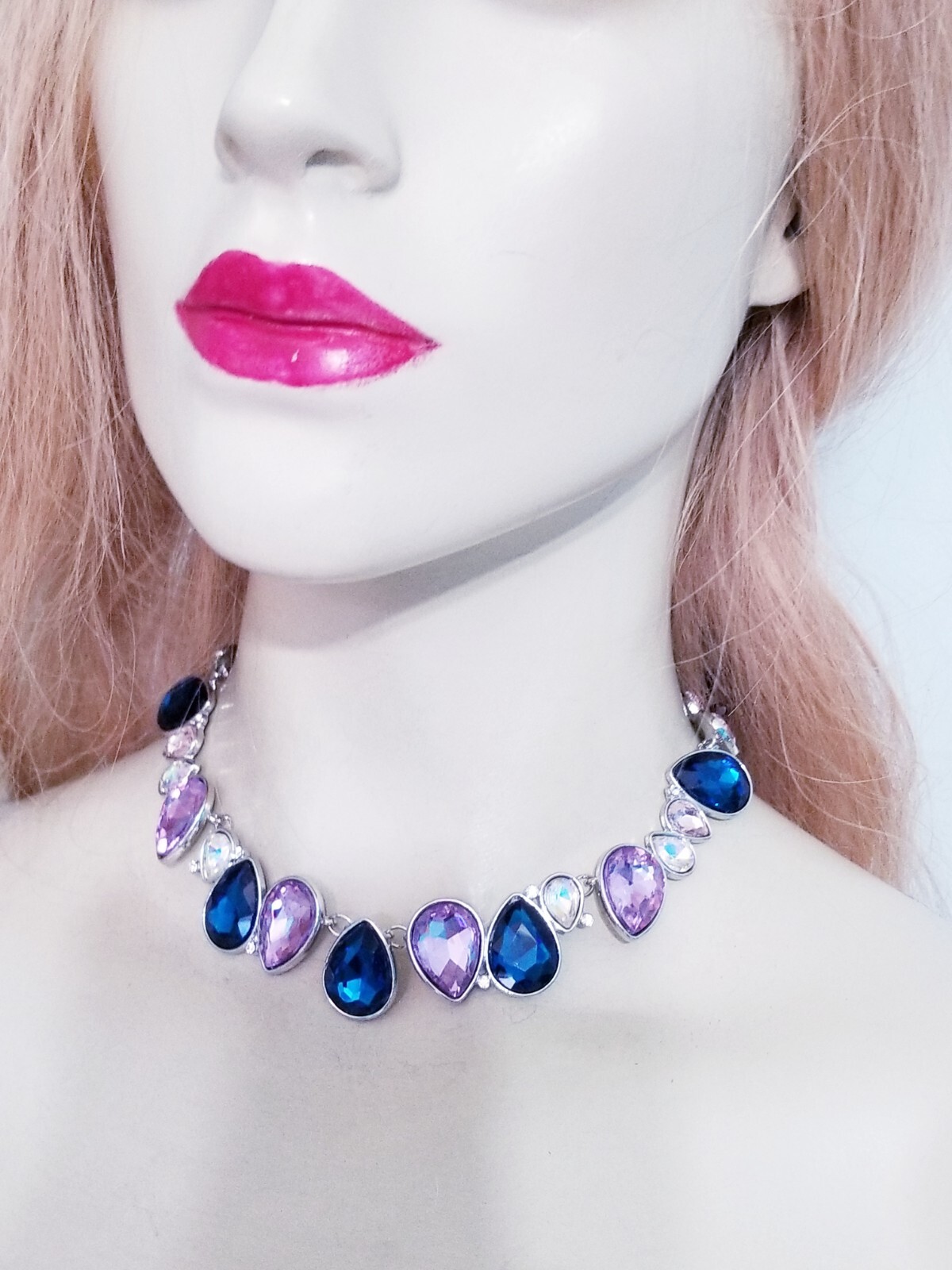 Choker Necklace ONLY Rhinestone Crystal Purple Prom Pageant Bridal