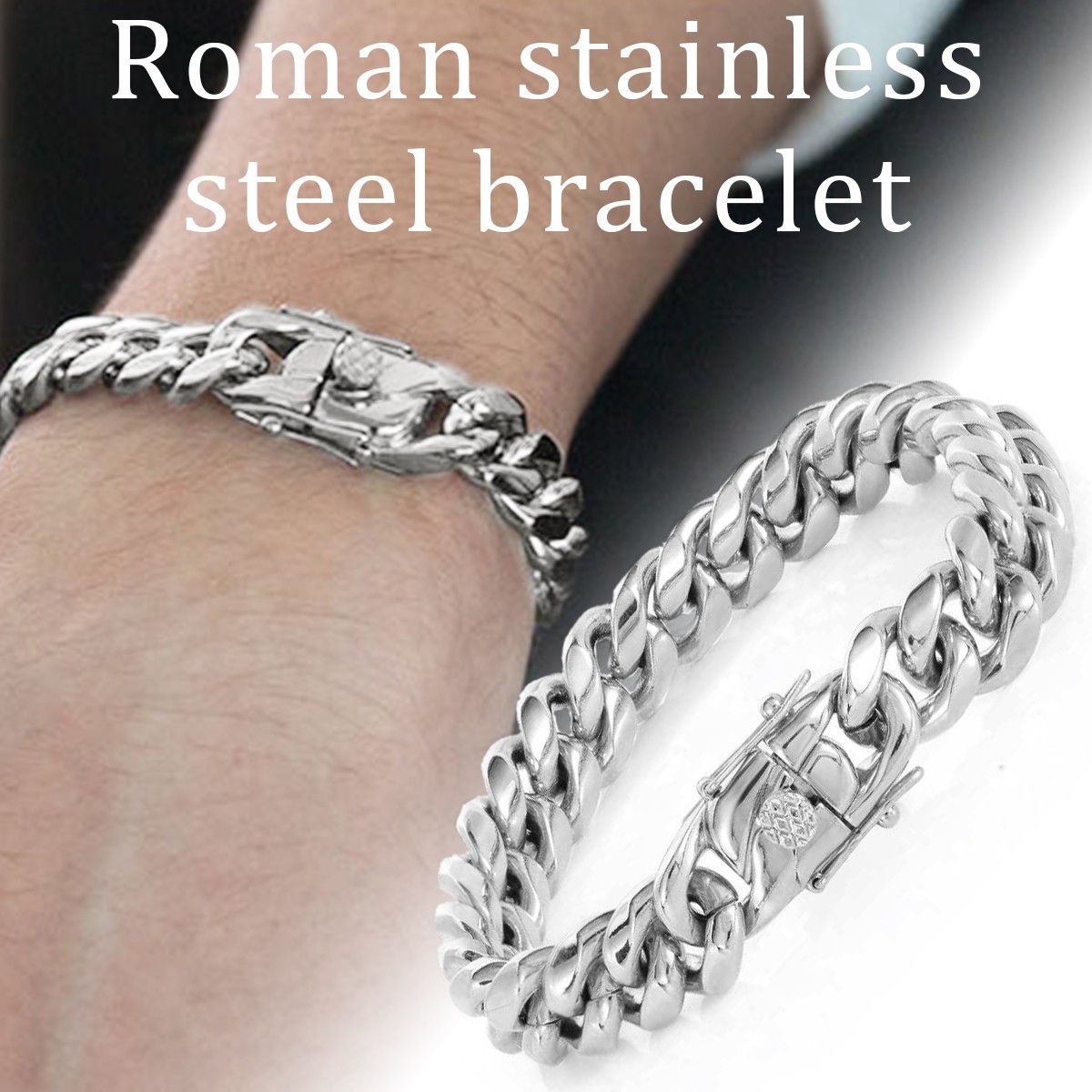 Silver Tone Solid Cuban Link Bracelet 7/8/9 Inch Men’s Heavy Wrist Chain