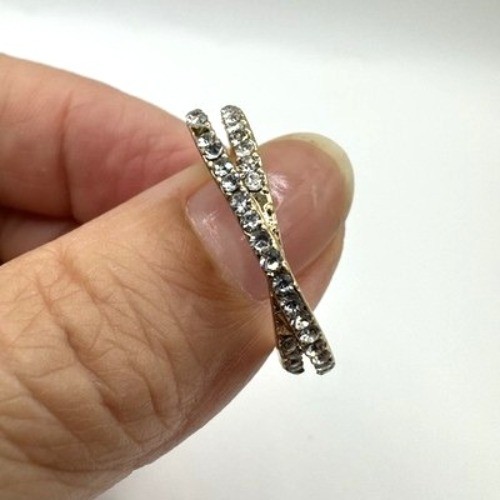 Rhinestone Band Ring Elegant Double Row Size 8.5