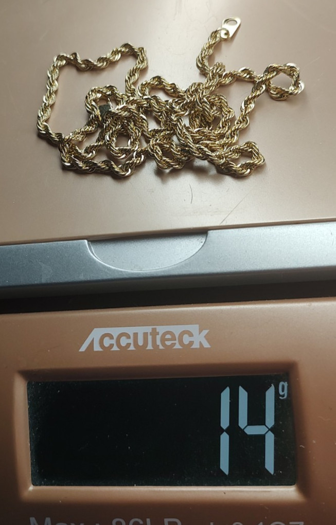 Vtg. Estate 14K GP Gold Plated Rope Chain Necklace 24″ – 14g