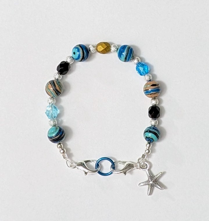 Aqua & Black Turkey Turquoise Medical Alert ID Replacement Bracelet 6.5″