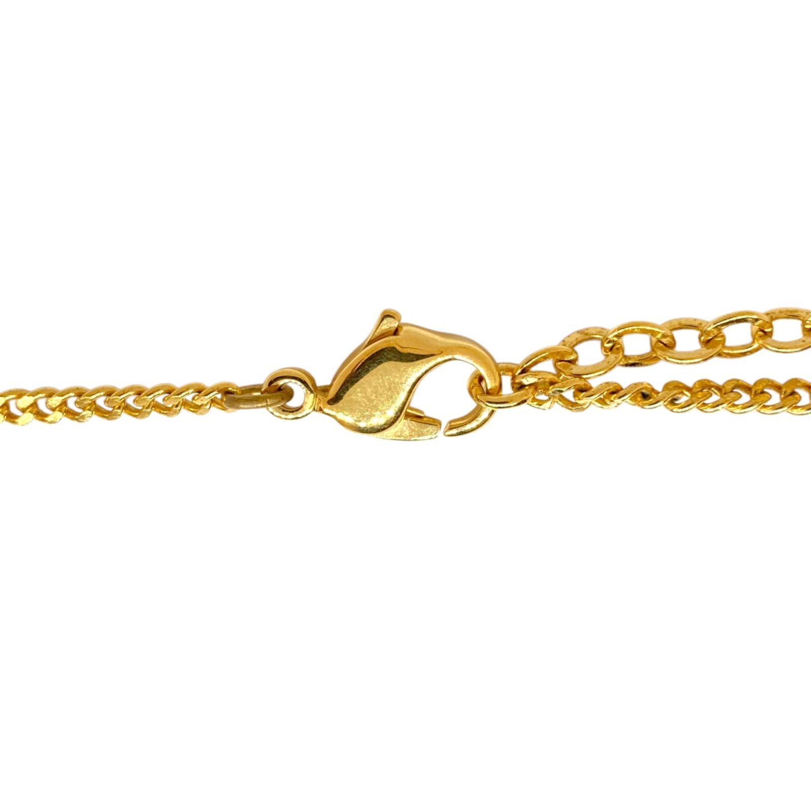 Christian Dior Necklace Gold 17.8in Adjustable 0.4in Top 0.4×0.4×0.1in