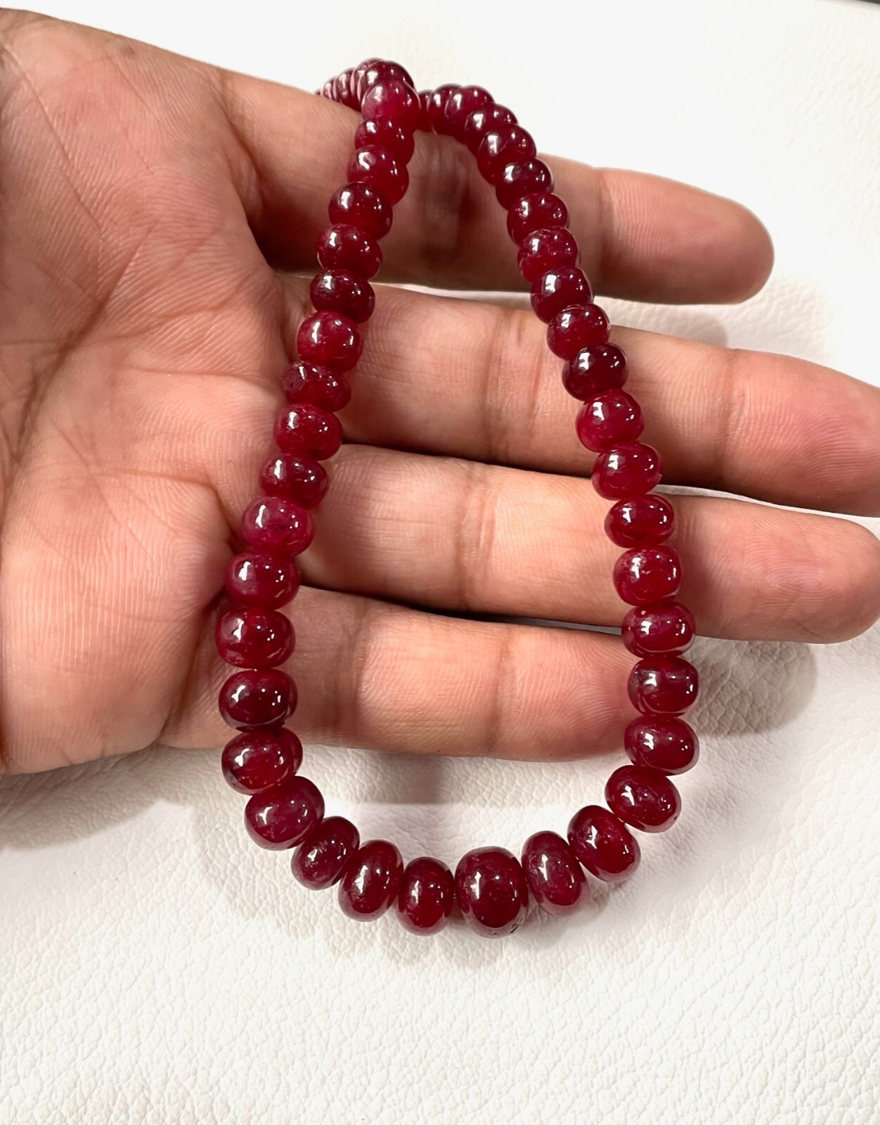 Top Grade Natural Ruby Smooth Rondelle Beads Gemstone Necklace,Ruby Beads 5-10mm