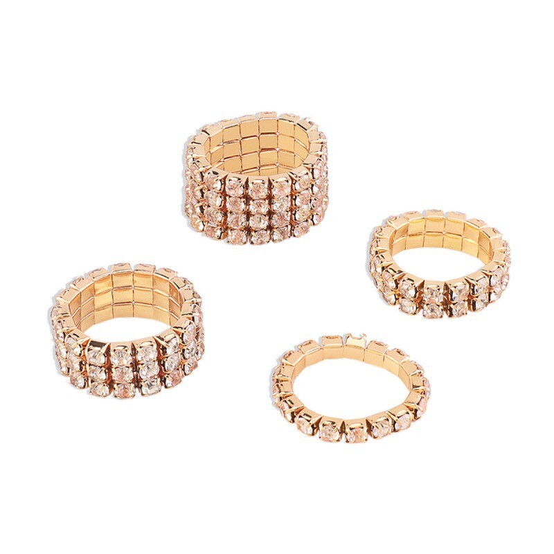 Fashion Women Punk Crystal Rhinestone Ring Elastic Ring DIY Wholesale Lovers